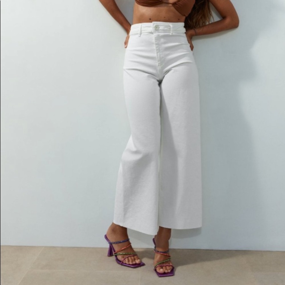 Zara wide leg crop tan